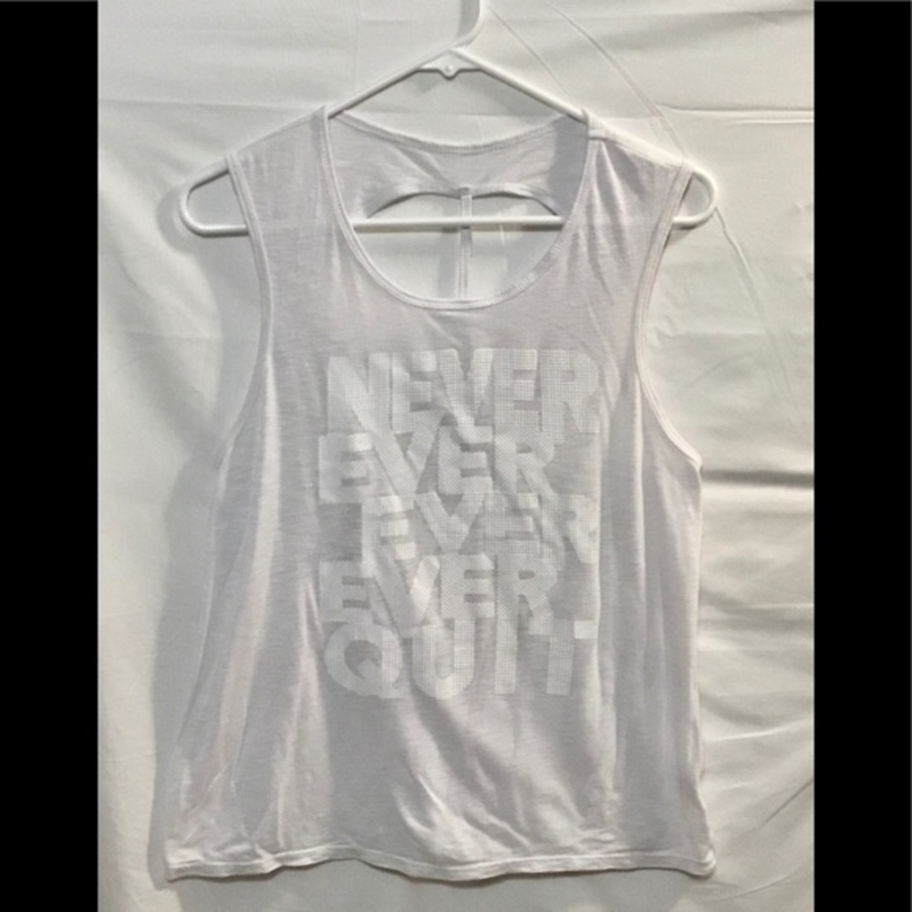 #EVCR White Graphic Tank Top w/ Back Detail